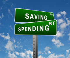 saving and spending directional sign