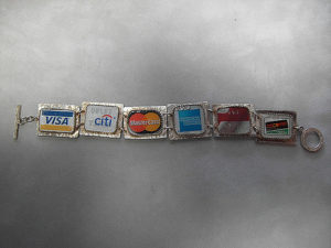 bracelet made with credit card charms